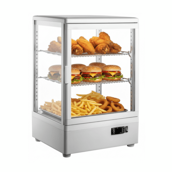 CS Euro Heated Display Cabinet 58L 2 Shelf White Countertop XCR58L