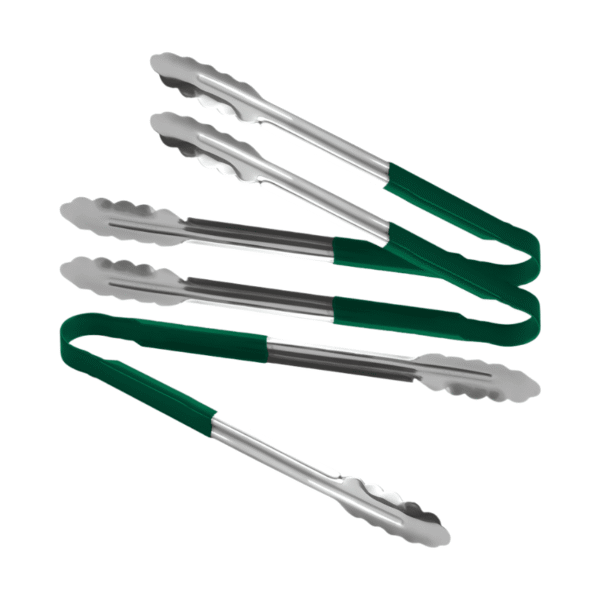 CS Euro Colour Coded Green Utility Serving Tongs clip 300mm 12" (Set of 3)