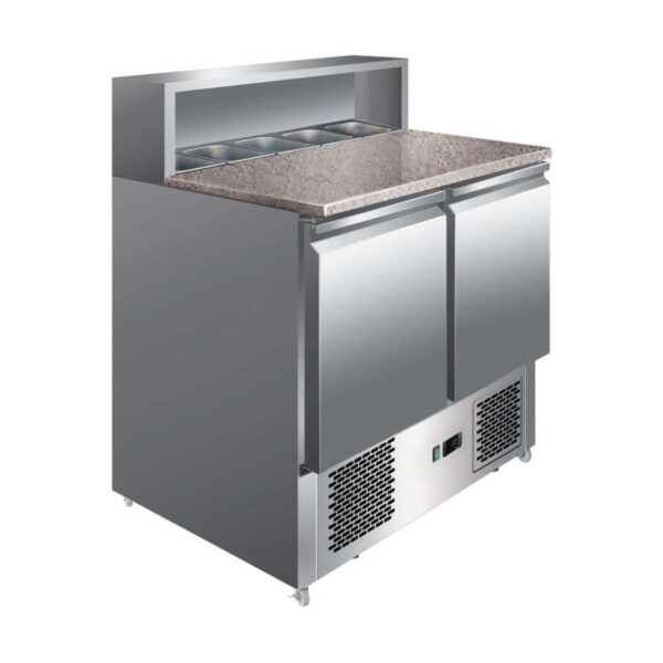 CS Euro Pizza Prep Table 2 doors Stainless steel Pizza top 5xGN1/6 Depth 700mm PSH900