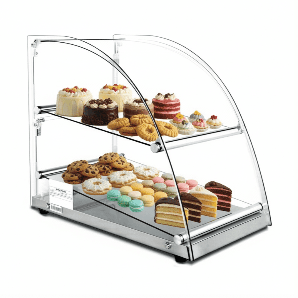 Curved Neutral Display Case 70L 2 Tier Countertop XCZ70L