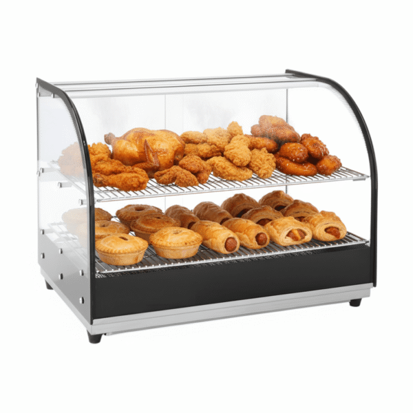 CS Euro Hot Display Case 2 x GN1/1 Countertop Curved Glass FW500