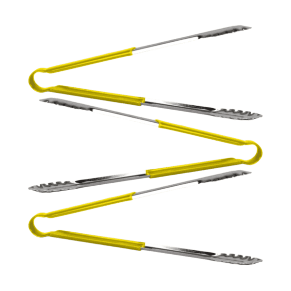 CS Euro Colour Coded Yellow Utility Serving Tongs clip 300mm 12" (Set of 3)