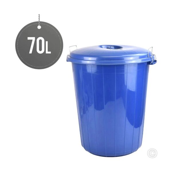 Large Lock lid Bin 70L Litre Blue Rubbish Dustbin