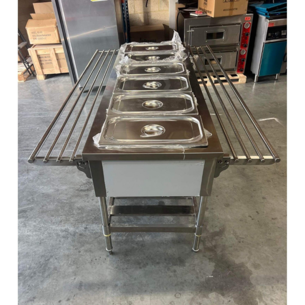 CS Euro Electric 6 Open Well Steam Table Food Warmer With Under-Shelf