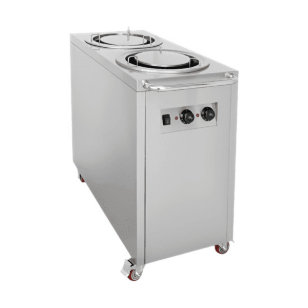 CS Euro Heated Plate Dispenser Trolley 2 Head 2kW Stainless Steel CGDNT2