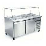 CS Euro Commercial Saladette Prep Counter Glass Top 2 Doors 1410mm GN2100TNSA-2