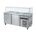 CS Euro Commercial Saladette Prep Counter Glass Top 2 Doors 1410mm GN2100TNSA-2
