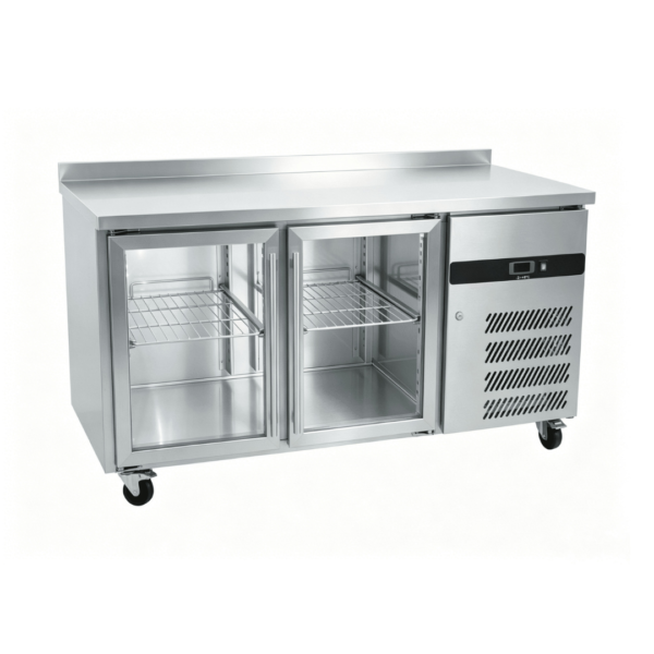 CS Euro Commercial Refrigerated Counter 2 glass doors Depth 700mm Upstand GN2200TNG
