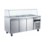 CS Euro Commercial Saladette Prep Counter Glass Top 3 Doors 1795mm GN3100TNSA-2