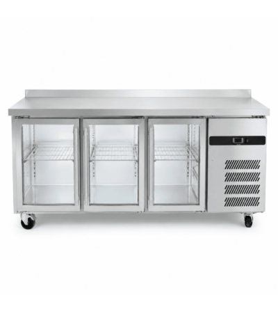 CS Euro Commercial Refrigerated Counter 3 glass doors Depth 700mm Upstand GN3200TNG