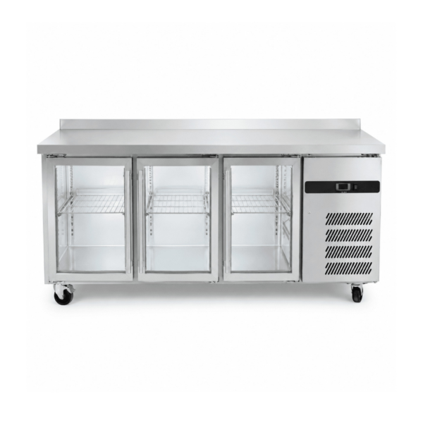 CS Euro Commercial Refrigerated Counter 3 glass doors Depth 700mm Upstand GN3200TNG