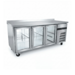 CS Euro Commercial Refrigerated Counter 3 glass doors Depth 700mm Upstand GN3200TNG