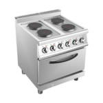 CS Euro Commercial Electric Cooker 4 Burners with Electric Oven 8kW+4.8kW 700mm Depth HRQ712A