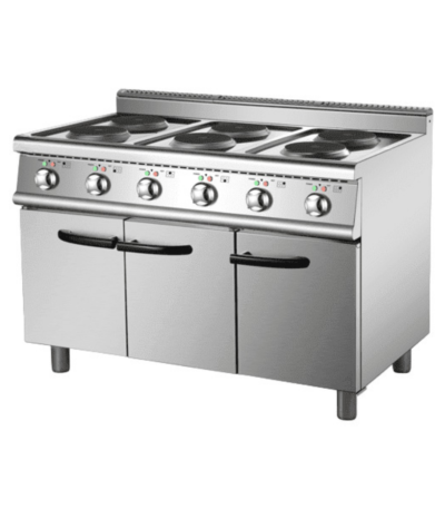 CS Euro Commercial Electric Cooker 6 Burners with Cabinet Base 6x2kW 700mm Depth