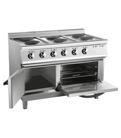 CS Euro Commercial Electric Cooker 6 Burners (6x2000W) with Electric Oven (4800W) 1200x700x920xmm 380V