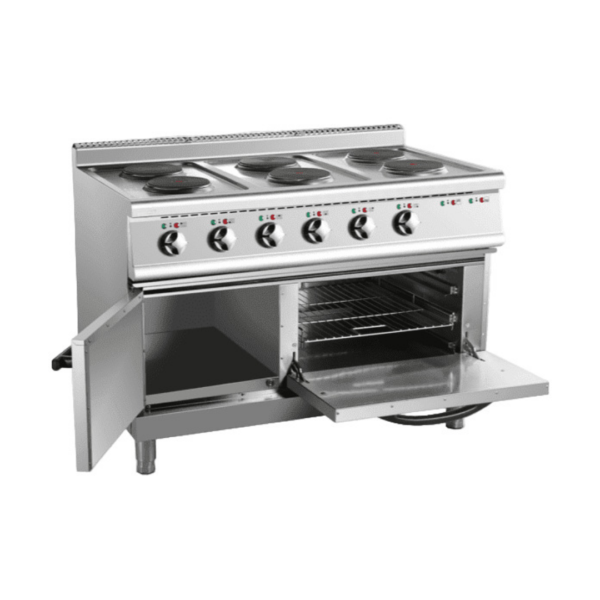 CS Euro Commercial Electric Cooker 6 Burners (6x2000W) with Electric Oven (4800W) 1200x700x920xmm 380V