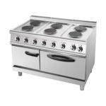 CS Euro Commercial Electric Cooker 6 Burners (6x2000W) with Electric Oven (4800W) 1200x700x920xmm 380V