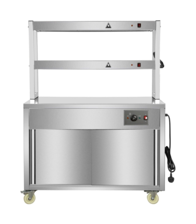 CS Euro Mobile Flat Top Hot Cupboard with 2 tier Heated Gantry 1200mm HYH12HD