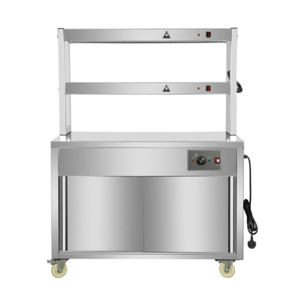 CS Euro Mobile Flat Top Hot Cupboard with 2 tier Heated Gantry 1200mm HYH12HD