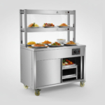 CS Euro Mobile Flat Top Hot Cupboard with 2 tier Heated Gantry 1200mm HYH12HD