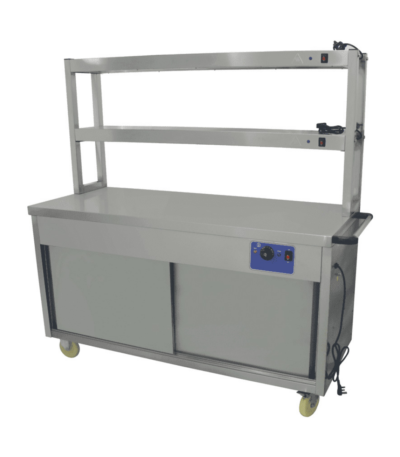 CS Euro Mobile Flat Top Hot Cupboard with 2 tier Heated Gantry 1500m HYH15HD