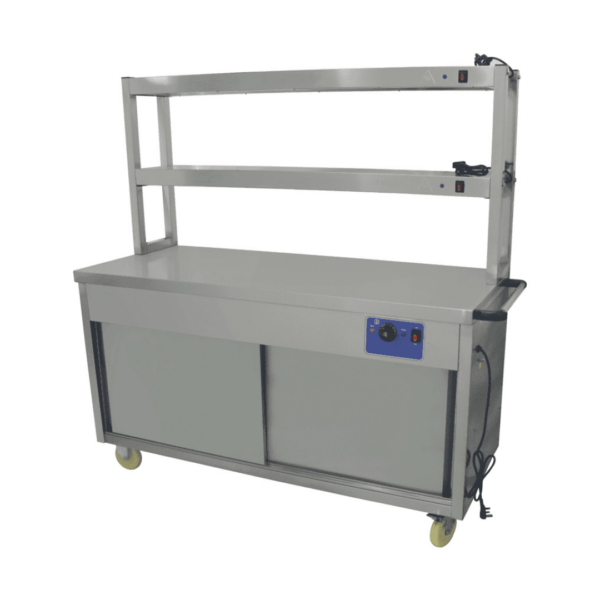 CS Euro Mobile Flat Top Hot Cupboard with 2 tier Heated Gantry 1500m HYH15HD