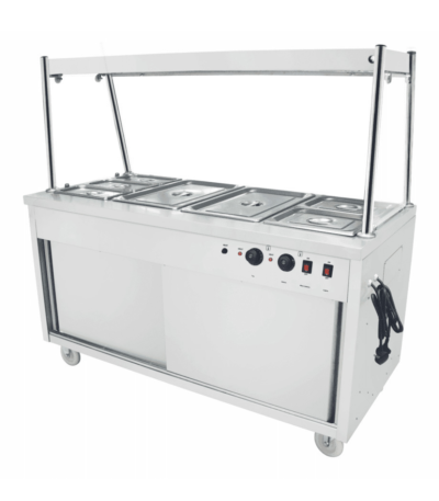 CS Euro Mobile Food Service Counter with Bain Marie Top and Hot Cupboard 150cm HYH4WS