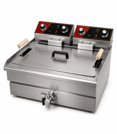 CS Euro Commercial Deep Fat Fryer 14L 5kW Single Tank Drain Tap KEF-301V
