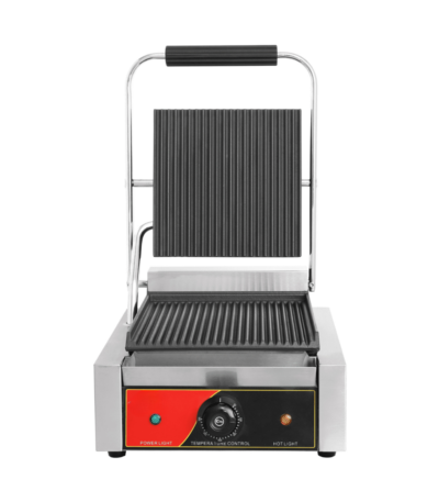 CS Euro Single Panini Grill Ribbed Plates 1.8kW Contact Grill KEG-811A
