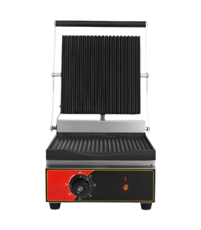 CS Euro Premium Single Panini Grill Ribbed Enamelled Plates 1.8kW KEG-811NA