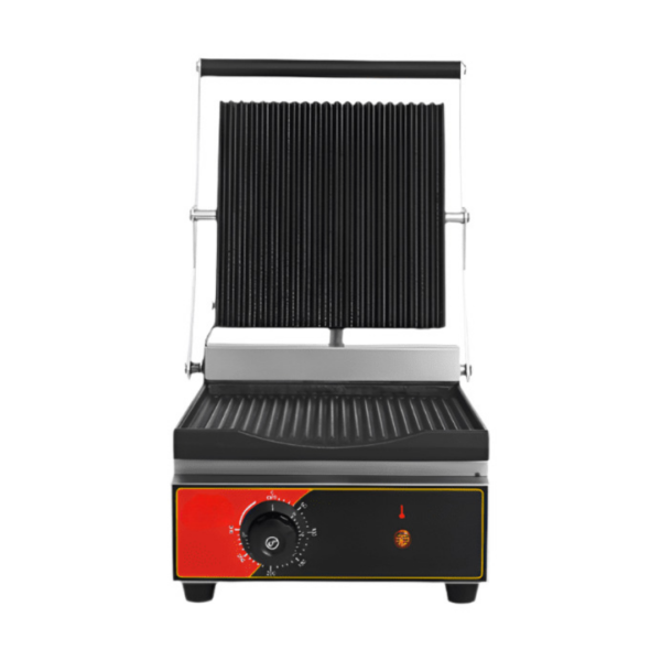 CS Euro Premium Single Panini Grill Ribbed Enamelled Plates 1.8kW KEG-811NA
