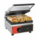 CS Euro Premium Single Panini Grill Ribbed Enamelled Plates 1.8kW KEG-811NA