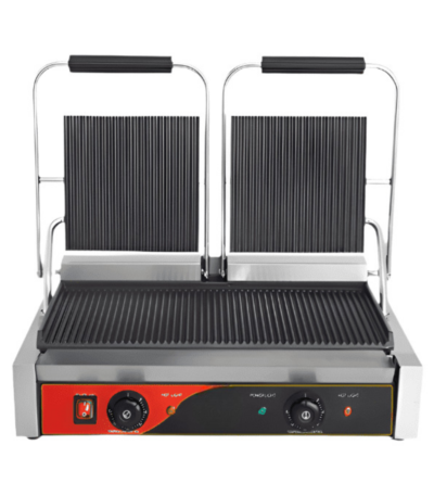 CS Euro Twin Panini Grill Ribbed Plates 3.6kW 2 Zone Contact Grill KEG-813A