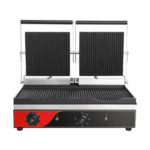 CS Euro Premium Twin Panini Grill Ribbed Enamelled Plates 3.6kW KEG-813NA