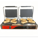 CS Euro Heavy Duty Twin XL Panini Contact grill Ribbed 4.4kW Dual Zone KEG-816A