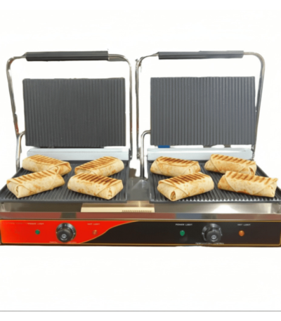 CS Euro Heavy Duty Twin XL Panini Contact grill Ribbed 4.4kW Dual Zone KEG-816A