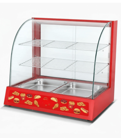 CS Euro Curved Glass Hot Food Display Warmer 2 Tier KR-2P