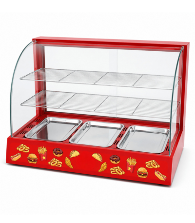 CS Euro Curved Glass Hot Food Display Warmer 3 Tier KR-3P