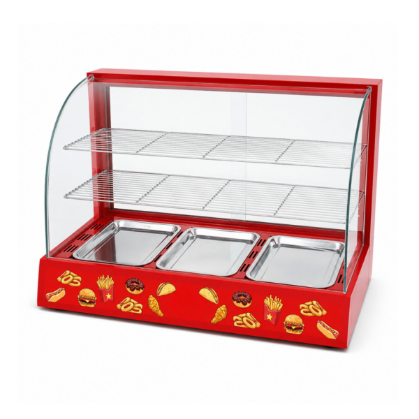CS Euro Curved Glass Hot Food Display Warmer 3 Tier KR-3P