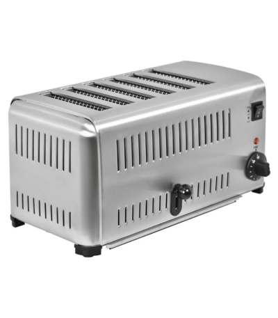 CS Euro Commercial Electric 6 Slice Toaster stainless steel