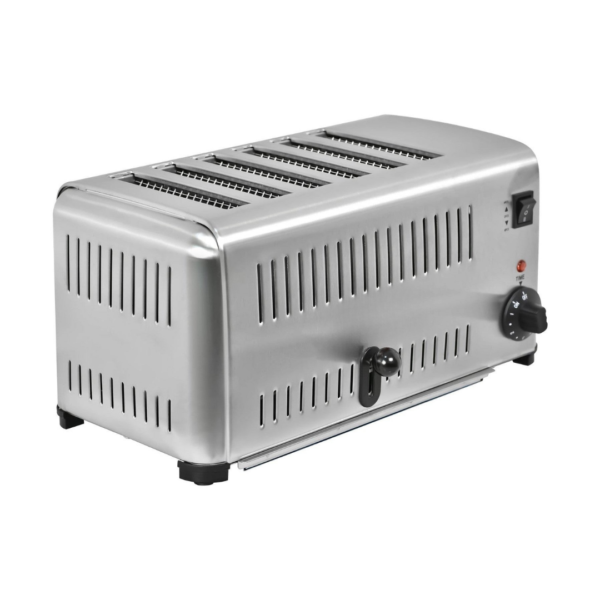 CS Euro Commercial Electric 6 Slice Toaster stainless steel