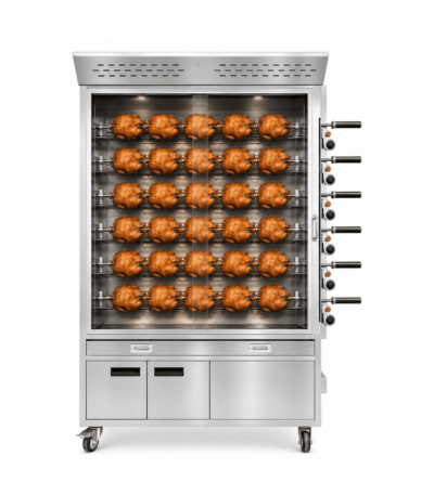 CS Euro Gas Chicken Rotisserie Oven 6 Spit 30 Chicken with Cabinet KY6BP