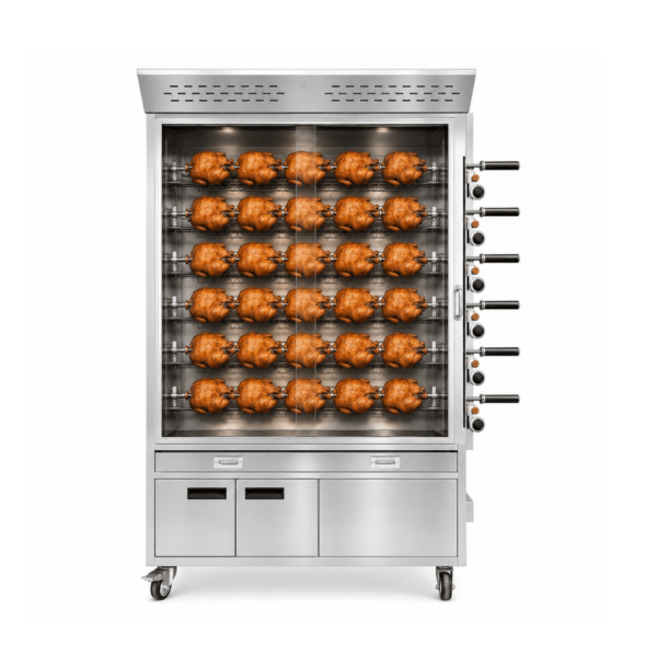 CS Euro Gas Chicken Rotisserie Oven 6 Spit 30 Chicken with Cabinet KY6BP