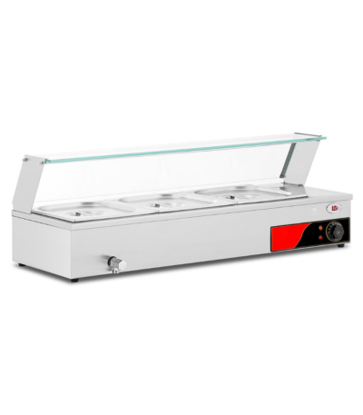 CS Euro Glass Display Bain Marie 3 x GN1/2 960mm with Drain Tap M203