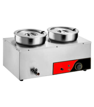 CS Euro Round Pot Bain Marie 2 x 7L Countertop with Drain Tap M827