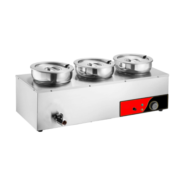 CS Euro Round Pot Bain Marie 3 x 7L Countertop with Drain Tap M837