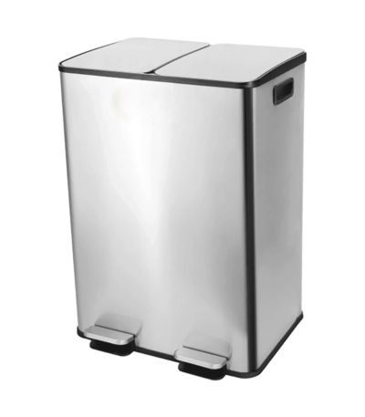 CS Euro Dual Recycling Bin 30L 2 x 15L Stainless Steel Pedal