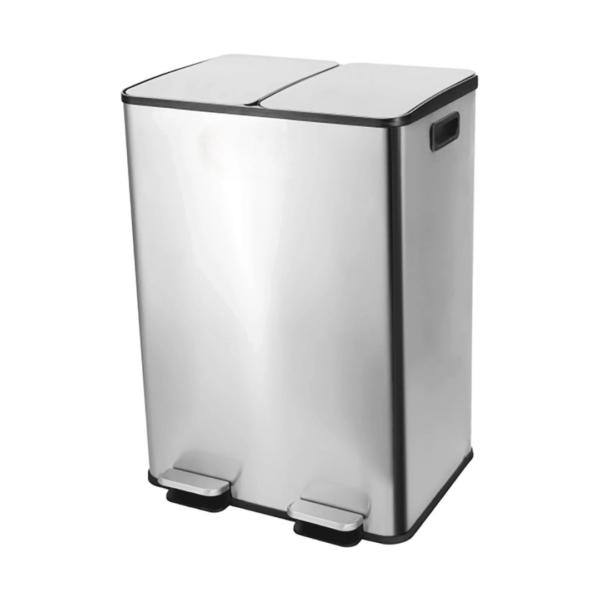CS Euro Dual Recycling Bin 30L 2 x 15L Stainless Steel Pedal