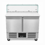 CS Euro 2 Door Saladette Counter Fridge with Chopping Board & Glass Top S900GT