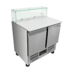CS Euro 2 Door Saladette Counter Fridge with Chopping Board & Glass Top S900GT